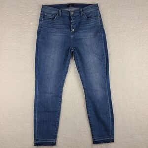 7 For All Mankind Jeans Womens 31 The‎ High Waist Ankle Skinny Fray Medium Wash